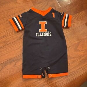 Colosseum Illinois Fighting Illini Baby Football Jersey Romper 0 3 M Orange Nav